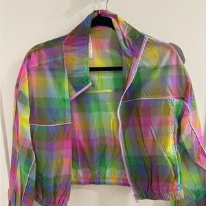 Fabletics Colorful Plaid Bomber Jacket
